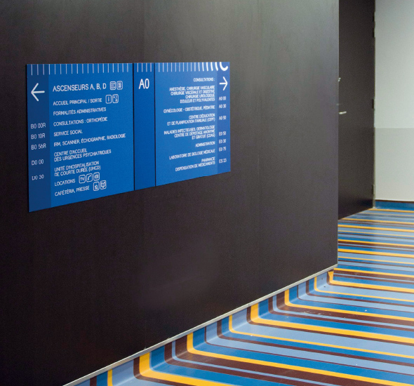 répertoire directionel pôle santé signalétique wayfinding design